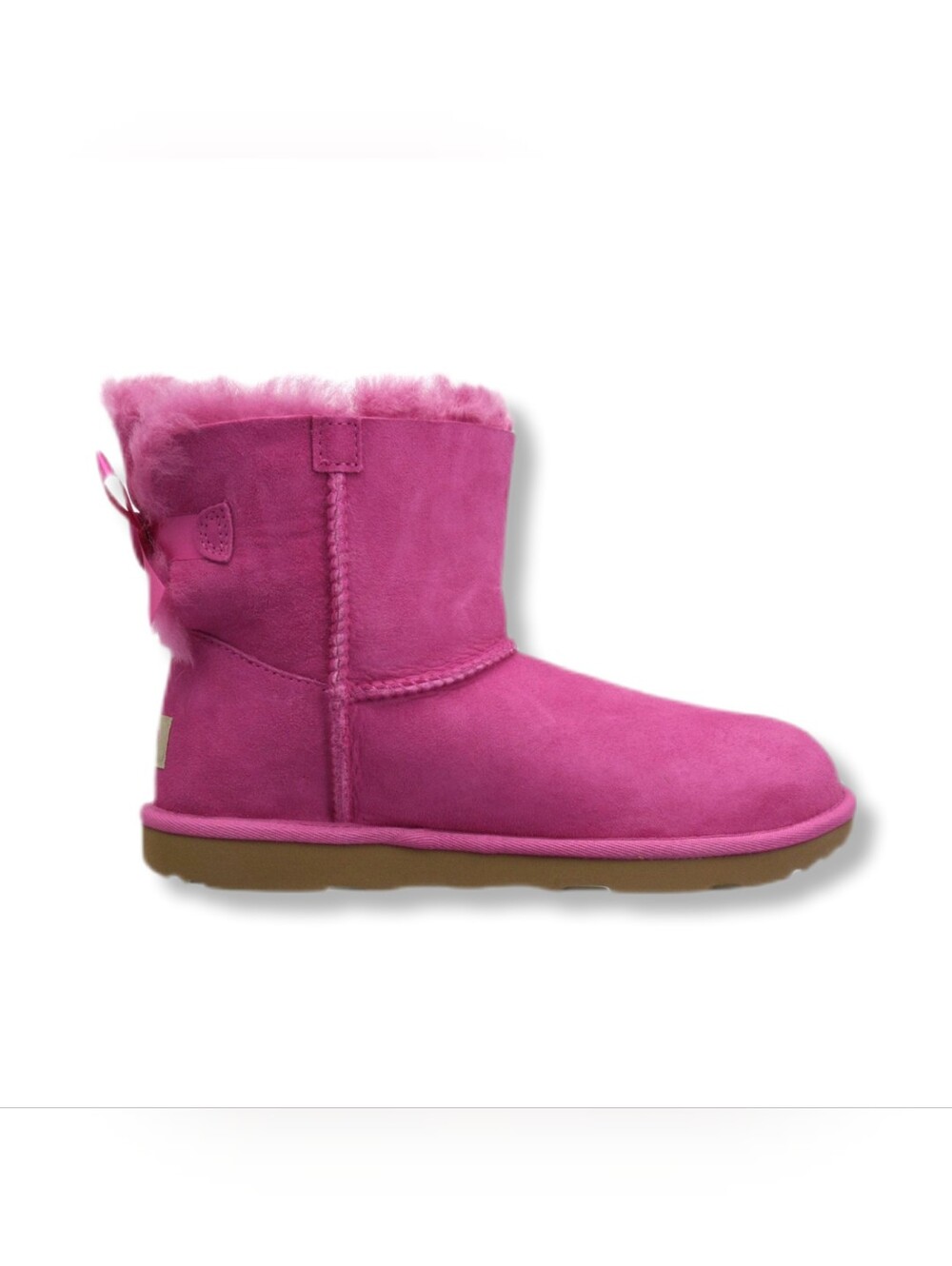 UGG Big Girls Pink Suede Mini Bailey Bow Winter Boots